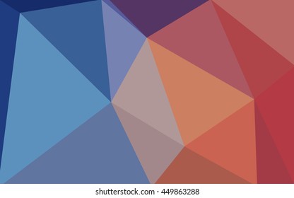 Multicolor blue, red polygonal illustration, which consist of triangles. Geometric background in Origami style with gradient. Triangular design for your business.