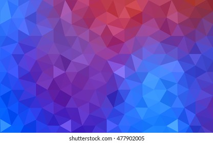 Multicolor blue, red polygonal illustration, which consist of triangles. Geometric background in Origami style with gradient. Triangular design for your business.