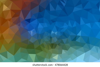 Multicolor blue, red polygonal illustration, which consist of triangles. Geometric background in Origami style with gradient. Triangular design for your business.
