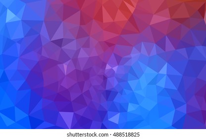 Multicolor blue, red polygonal illustration, which consist of triangles. Geometric background in Origami style with gradient. Triangular design for your business.