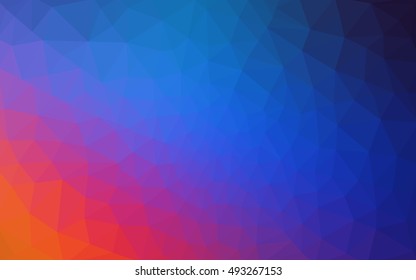 Multicolor blue, red polygonal illustration, which consist of triangles. Geometric background in Origami style with gradient. Triangular design for your business.