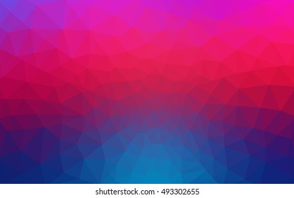 Multicolor blue, red polygonal illustration, which consist of triangles. Geometric background in Origami style with gradient. Triangular design for your business.