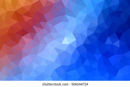 Multicolor blue, red polygonal illustration, which consist of triangles. Geometric background in Origami style with gradient. Triangular design for your business.