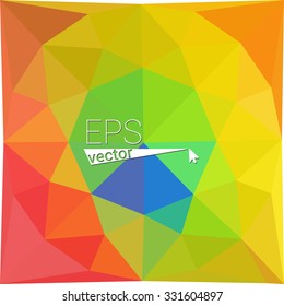 multicolor blue yellow green red orange geometric rumpled triangular low poly style gradient illustration graphic background. Vector polygonal design for your business.