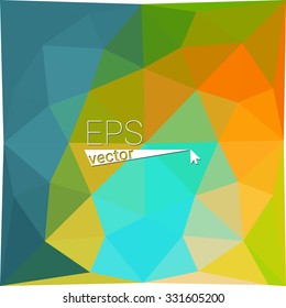 multicolor blue yellow green red orange geometric rumpled triangular low poly style gradient illustration graphic background. Vector polygonal design for your business.