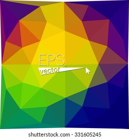 multicolor blue yellow green red orange geometric rumpled triangular low poly style gradient illustration graphic background. Vector polygonal design for your business.