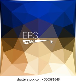 multicolor blue yellow orange geometric rumpled triangular low poly style gradient illustration graphic background. Vector polygonal design for your business.