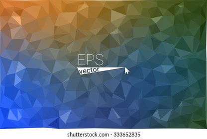 Multicolor blue, yellow, orange  geometric rumpled triangular low poly style gradient illustration graphic background. Vector polygonal design for your business.
