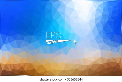 Multicolor blue, yellow, orange  geometric rumpled triangular low poly style gradient illustration graphic background. Vector polygonal design for your business.
