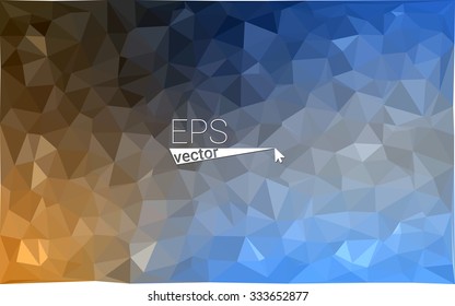 Multicolor blue, yellow, orange  geometric rumpled triangular low poly style gradient illustration graphic background. Vector polygonal design for your business.