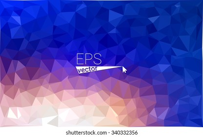 Multicolor blue, yellow, orange  geometric rumpled triangular low poly style gradient illustration graphic background. Vector polygonal design for your business.