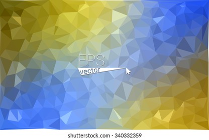 Multicolor blue, yellow, orange  geometric rumpled triangular low poly style gradient illustration graphic background. Vector polygonal design for your business.