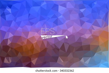 Multicolor blue, yellow, orange  geometric rumpled triangular low poly style gradient illustration graphic background. Vector polygonal design for your business.