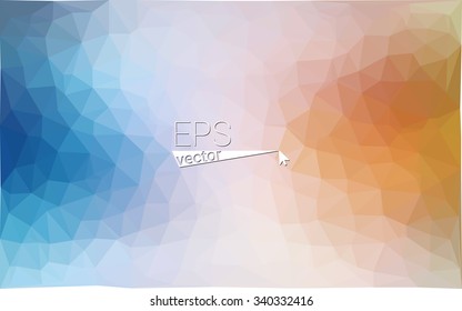 Multicolor blue, yellow, orange  geometric rumpled triangular low poly style gradient illustration graphic background. Vector polygonal design for your business.