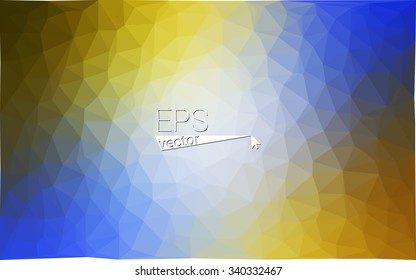 Multicolor blue, yellow, orange  geometric rumpled triangular low poly style gradient illustration graphic background. Vector polygonal design for your business.
