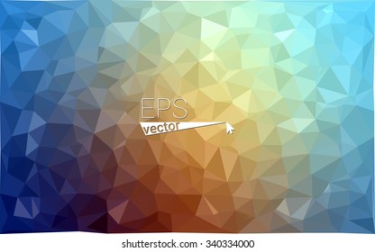 Multicolor blue, yellow, orange  geometric rumpled triangular low poly style gradient illustration graphic background. Vector polygonal design for your business.