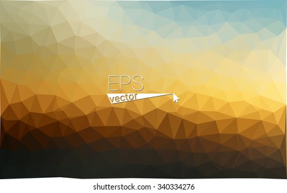 Multicolor blue, yellow, orange  geometric rumpled triangular low poly style gradient illustration graphic background. Vector polygonal design for your business.