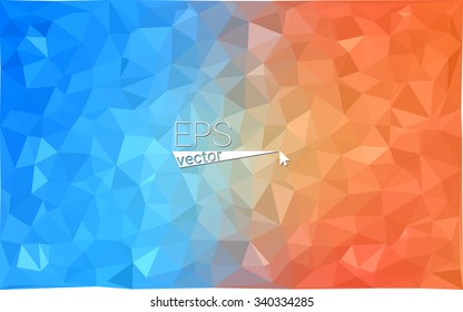 Multicolor blue, yellow, orange  geometric rumpled triangular low poly style gradient illustration graphic background. Vector polygonal design for your business.