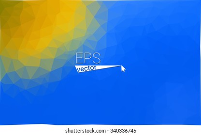 Multicolor blue, yellow, orange  geometric rumpled triangular low poly style gradient illustration graphic background. Vector polygonal design for your business.