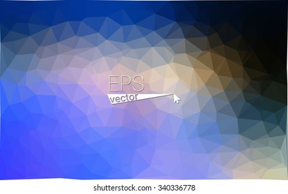 Multicolor blue, yellow, orange  geometric rumpled triangular low poly style gradient illustration graphic background. Vector polygonal design for your business.