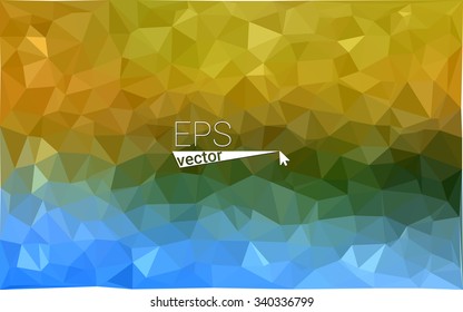Multicolor blue, yellow, orange  geometric rumpled triangular low poly style gradient illustration graphic background. Vector polygonal design for your business.