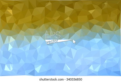 Multicolor blue, yellow, orange  geometric rumpled triangular low poly style gradient illustration graphic background. Vector polygonal design for your business.