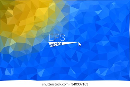 Multicolor blue, yellow, orange  geometric rumpled triangular low poly style gradient illustration graphic background. Vector polygonal design for your business.