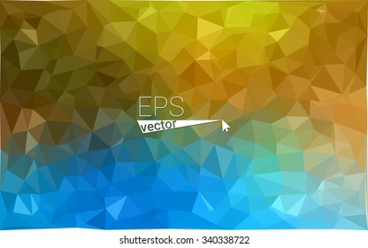 Multicolor blue, yellow, orange  geometric rumpled triangular low poly style gradient illustration graphic background. Vector polygonal design for your business.