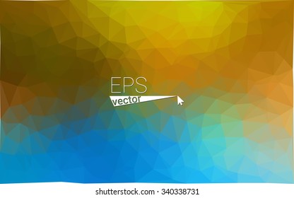 Multicolor blue, yellow, orange  geometric rumpled triangular low poly style gradient illustration graphic background. Vector polygonal design for your business.