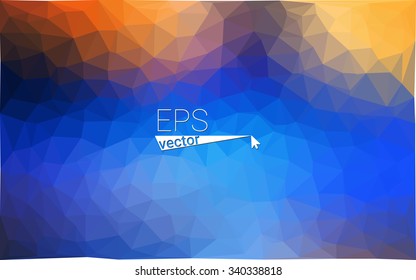 Multicolor blue, yellow, orange  geometric rumpled triangular low poly style gradient illustration graphic background. Vector polygonal design for your business.