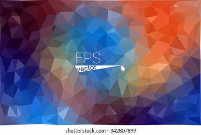 Multicolor blue, yellow, orange geometric rumpled triangular low poly origami style gradient illustration graphic background. Vector polygonal design for your business.