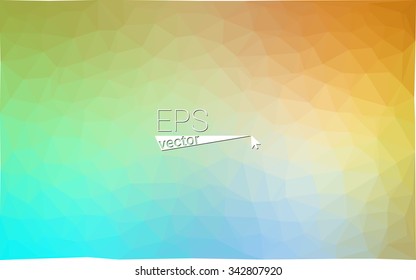 Multicolor blue, yellow, orange geometric rumpled triangular low poly origami style gradient illustration graphic background. Vector polygonal design for your business.