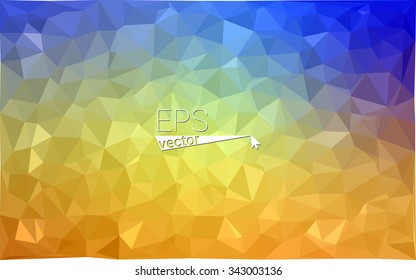 Multicolor blue, yellow, orange geometric rumpled triangular low poly origami style gradient illustration graphic background. Vector polygonal design for your business.