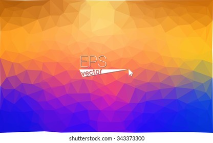 Multicolor blue, yellow, orange geometric rumpled triangular low poly origami style gradient illustration graphic background. Vector polygonal design for your business.