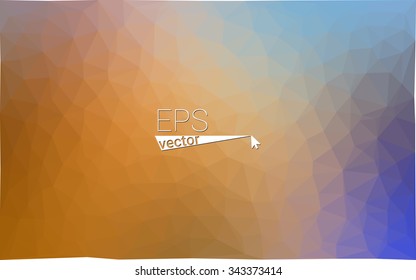 Multicolor blue, yellow, orange geometric rumpled triangular low poly origami style gradient illustration graphic background. Vector polygonal design for your business.