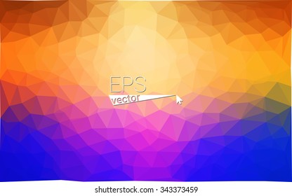 Multicolor blue, yellow, orange geometric rumpled triangular low poly origami style gradient illustration graphic background. Vector polygonal design for your business.