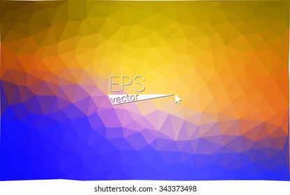 Multicolor blue, yellow, orange geometric rumpled triangular low poly origami style gradient illustration graphic background. Vector polygonal design for your business.