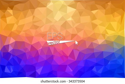 Multicolor blue, yellow, orange geometric rumpled triangular low poly origami style gradient illustration graphic background. Vector polygonal design for your business.