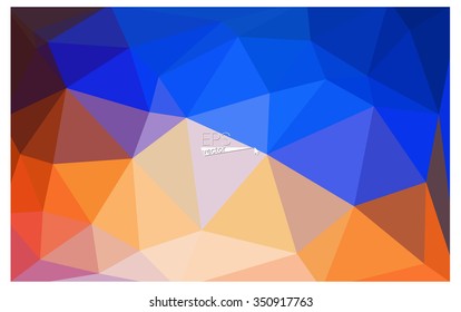 Multicolor blue, yellow, orange geometric rumpled triangular low poly origami style gradient illustration graphic background. Vector polygonal design for your business.
