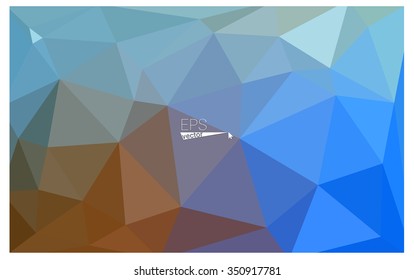 Multicolor blue, yellow, orange geometric rumpled triangular low poly origami style gradient illustration graphic background. Vector polygonal design for your business.