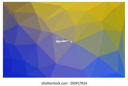 Multicolor blue, yellow, orange geometric rumpled triangular low poly origami style gradient illustration graphic background. Vector polygonal design for your business.