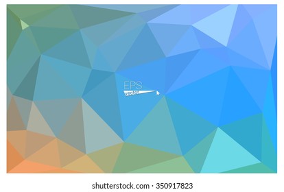 Multicolor blue, yellow, orange geometric rumpled triangular low poly origami style gradient illustration graphic background. Vector polygonal design for your business.