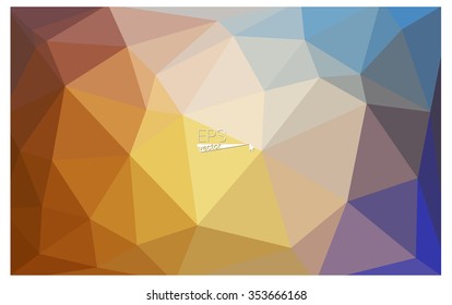 Multicolor blue, yellow, orange geometric rumpled triangular low poly origami style gradient illustration graphic background. Vector polygonal design for your business.