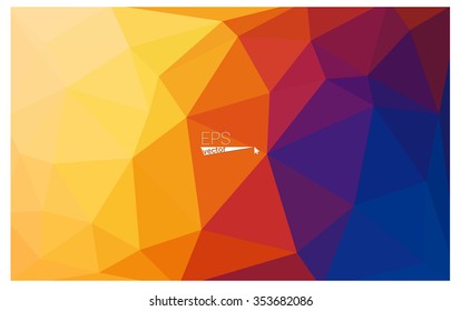 Multicolor blue, yellow, orange geometric rumpled triangular low poly origami style gradient illustration graphic background. Vector polygonal design for your business.