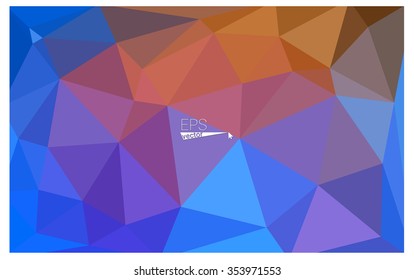 Multicolor blue, yellow, orange geometric rumpled triangular low poly origami style gradient illustration graphic background. Vector polygonal design for your business.