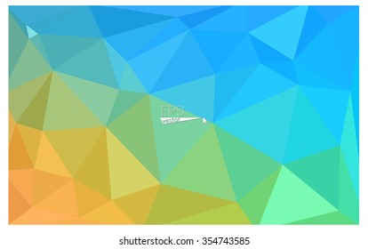 Multicolor blue, yellow, orange geometric rumpled triangular low poly origami style gradient illustration graphic background. Vector polygonal design for your business.
