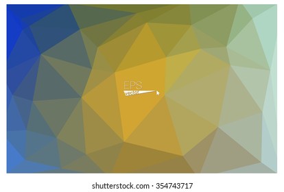 Multicolor blue, yellow, orange geometric rumpled triangular low poly origami style gradient illustration graphic background. Vector polygonal design for your business.