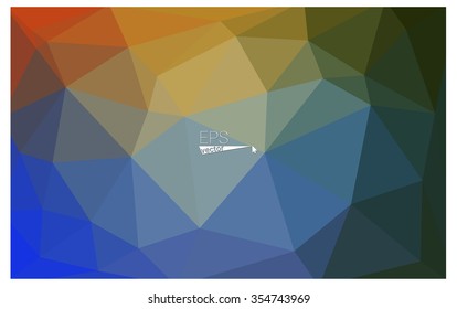 Multicolor blue, yellow, orange geometric rumpled triangular low poly origami style gradient illustration graphic background. Vector polygonal design for your business.