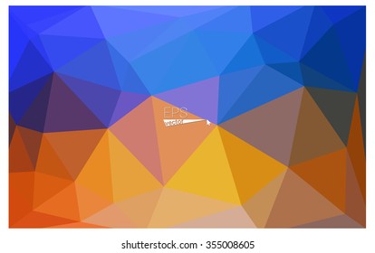 Multicolor blue, yellow, orange geometric rumpled triangular low poly origami style gradient illustration graphic background. Vector polygonal design for your business.