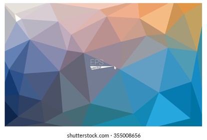 Multicolor blue, yellow, orange geometric rumpled triangular low poly origami style gradient illustration graphic background. Vector polygonal design for your business.
